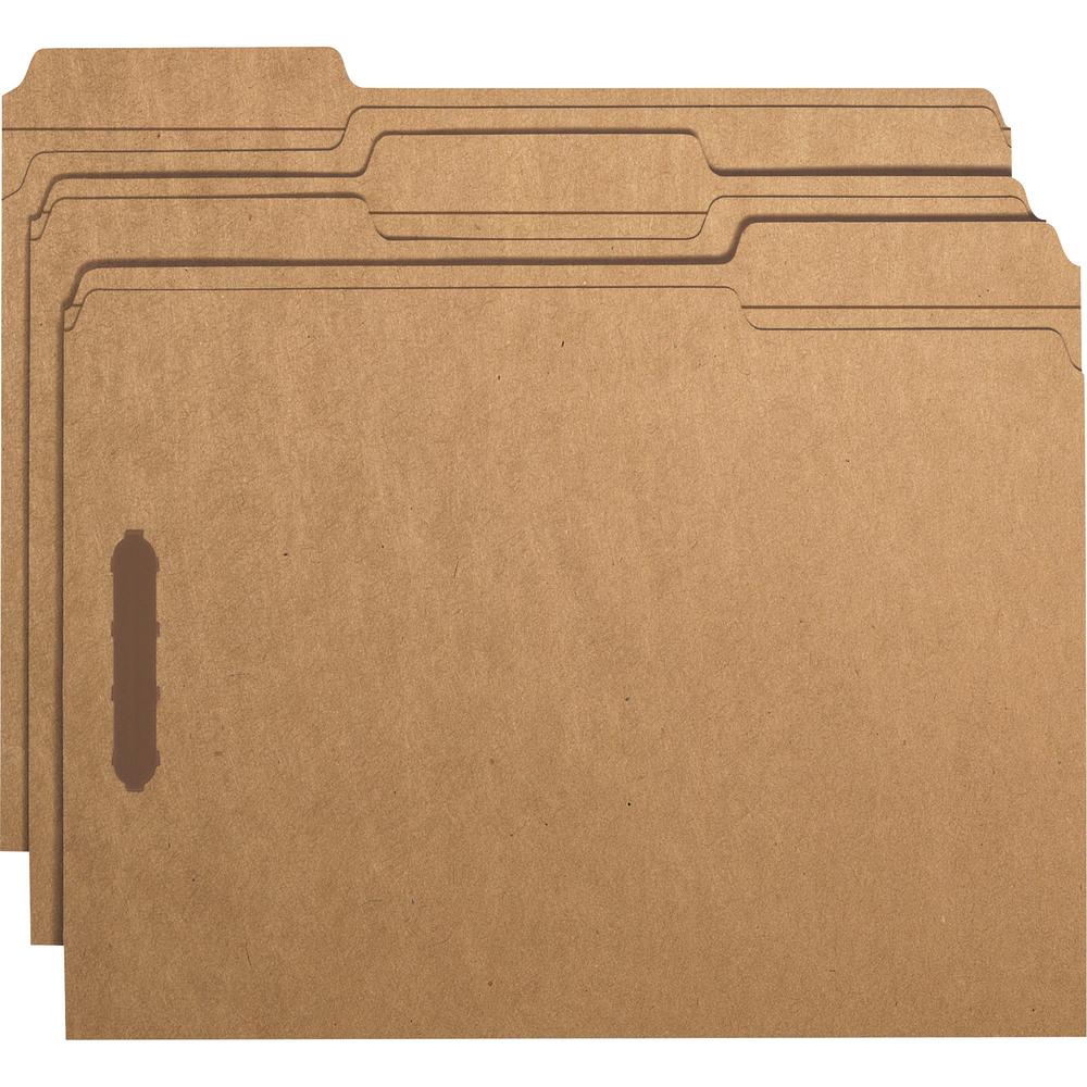 Smead 1/3 Tab Cut Letter Recycled Fastener Folder - 8 1/2" x 11" - 3/4" Expansion - 2 x 2K Fastener(s) - 2" Fastener Capacity for Folder - Top Tab Location - Assorted Position Tab Position - Kraft - K. Picture 7
