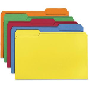 Smead Colored 1/3 Tab Cut Legal Recycled Top Tab File Folder - 8 1/2" x 14" - 3/4" Expansion - Top Tab Location - Assorted Position Tab Position - Blue, Green, Orange, Red, Yellow - 10% Recycled - 100. Picture 3