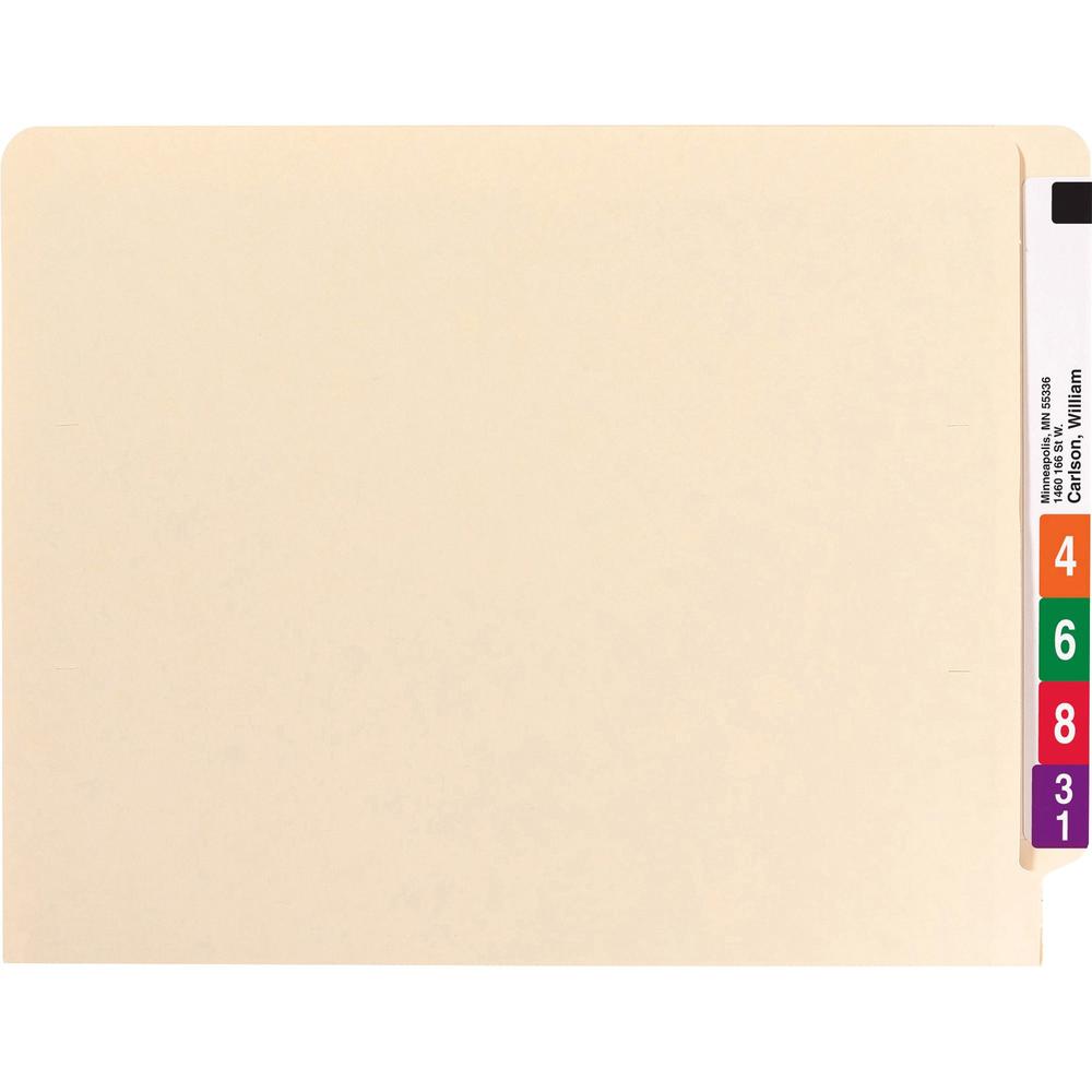 Smead Shelf-Master Straight Tab Cut Letter Recycled End Tab File Folder - 8 1/2" x 11" - 3/4" Expansion - Manila - Manila - 10% Recycled - 100 / Box. Picture 5