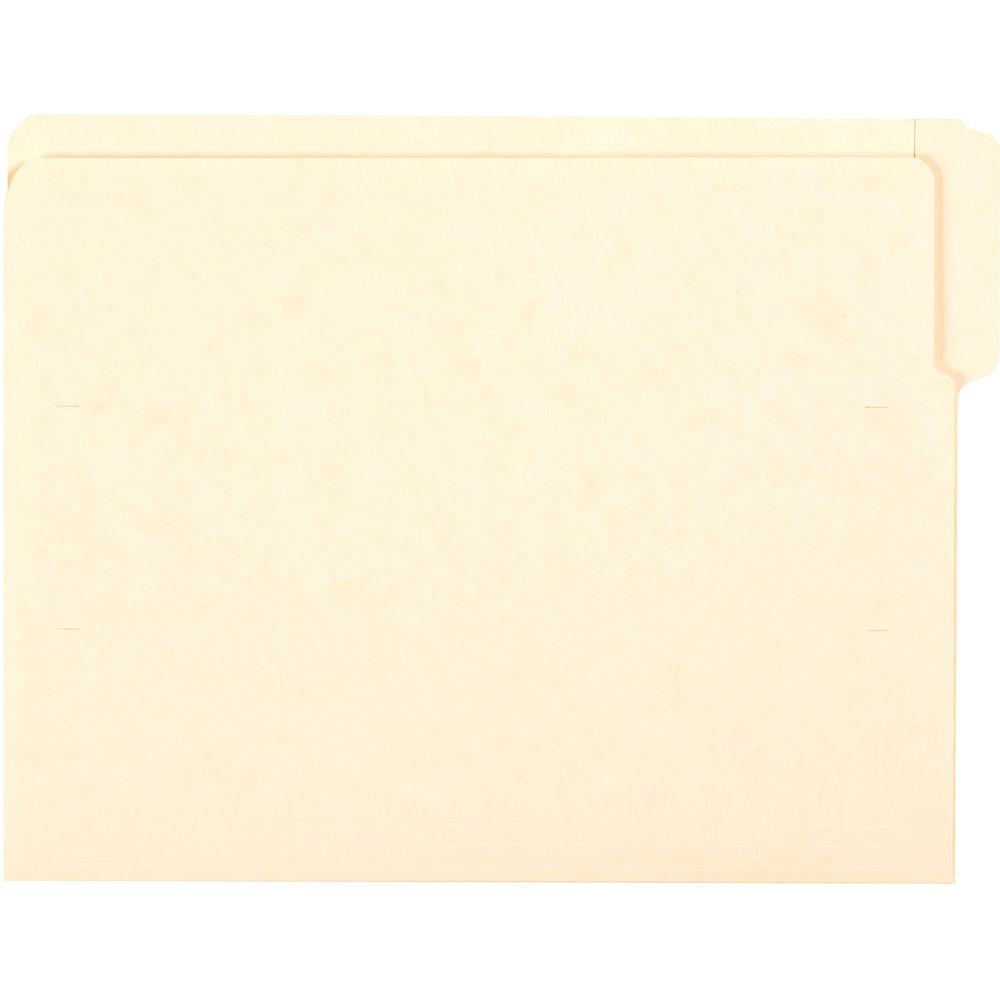 Smead Shelf-Master 1/3 Tab Cut Letter Recycled End Tab File Folder - 8 1/2" x 11" - 3/4" Expansion - End Tab Location - Assorted Position Tab Position - Manila - 10% Recycled - 100 / Box. Picture 4