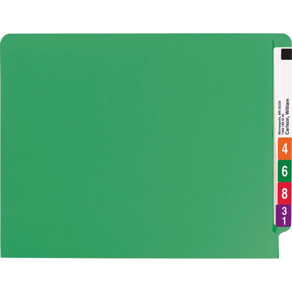 Smead Shelf-Master Straight Tab Cut Letter Recycled Fastener Folder - 8 1/2" x 11" - 3/4" Expansion - 2 x 2B Fastener(s) - 2" Fastener Capacity for Folder - End Tab Location - Green - 10% Recycled - 5. Picture 3