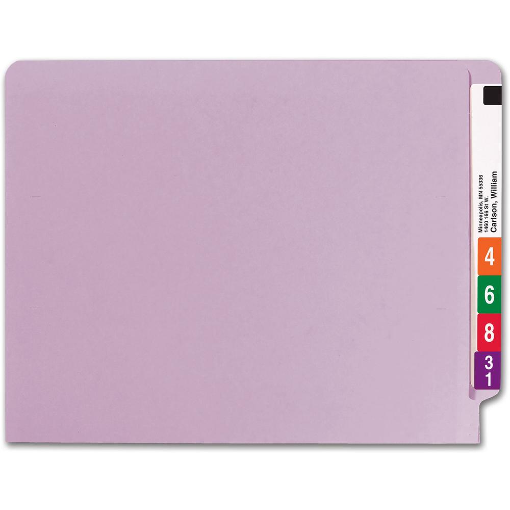 Smead Shelf-Master Straight Tab Cut Letter Recycled End Tab File Folder - 8 1/2" x 11" - 3/4" Expansion - Lavender - 10% Recycled - 100 / Box. Picture 2