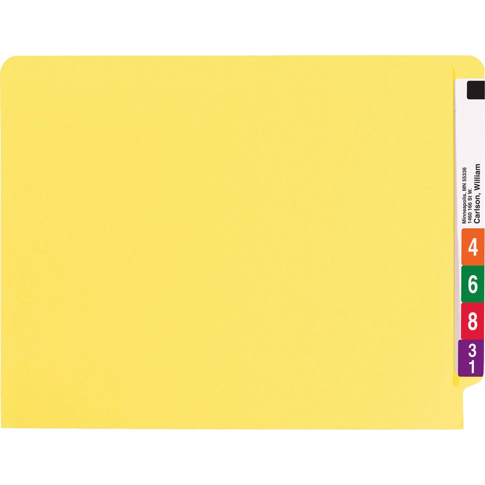 Smead Colored Straight Tab Cut Letter Recycled Fastener Folder - 8 1/2" x 11" - 3/4" Expansion - 2 x 2B Fastener(s) - 2" Fastener Capacity for Folder - End Tab Location - Yellow - 10% Recycled - 50 / . Picture 3