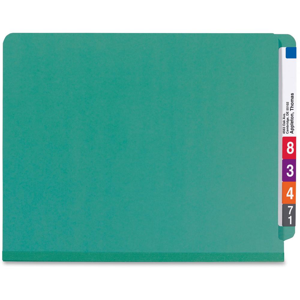 Smead 1/3 Tab Cut Letter Recycled Classification Folder - 8 1/2" x 11" - 2" Expansion - 2 x 2S Fastener(s) - 2" Fastener Capacity for Folder - 2 Divider(s) - Pressboard - Green - 100% Recycled - 10 / . Picture 7