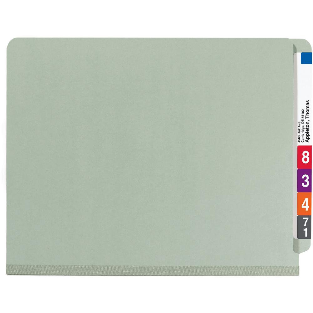 Smead Letter Recycled Classification Folder - 8 1/2" x 11" - 2" Expansion - 2 x 2S Fastener(s) - 2" Fastener Capacity for Folder - End Tab Location - 1 Divider(s) - Pressboard - Gray, Green - 100% Rec. Picture 7