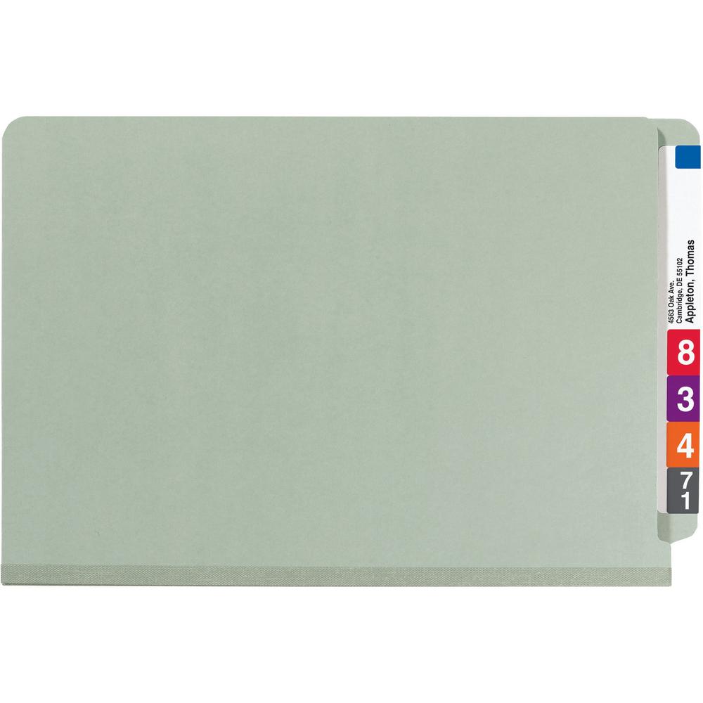 Smead Legal Recycled Classification Folder - 8 1/2" x 14" - 2" Expansion - 2 x 2S Fastener(s) - 2" Fastener Capacity for Folder - End Tab Location - 1 Divider(s) - Pressboard - Gray, Green - 100% Recy. Picture 3