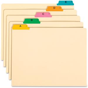 Smead Filing Guides with Alphabetic Indexing - 25 Printed Assorted Tab(s) - Character - A-Z - 25 Tab(s)/Set - Letter - Yellow Manila, Green, Pink, Salmon, Blue Tab(s) - Recycled - 25 / Set. Picture 2