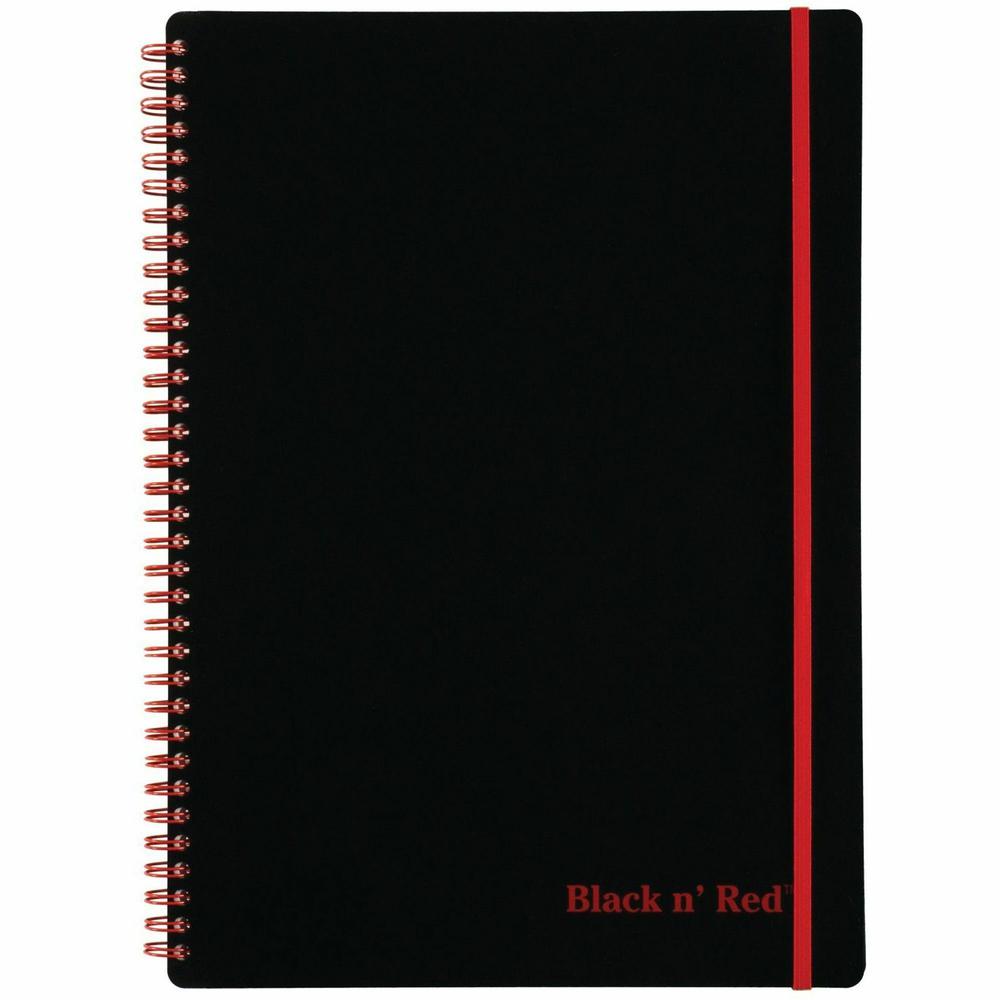 Black n' Red Wirebound Poly Notebook with Front Pocket - 70 Sheets - Wire Bound - Ruled - 24 lb Basis Weight - 8 1/4" x 11 3/4" - White Paper - Red Binder - Black Cover - Polypropylene Cover - Micro P. Picture 3