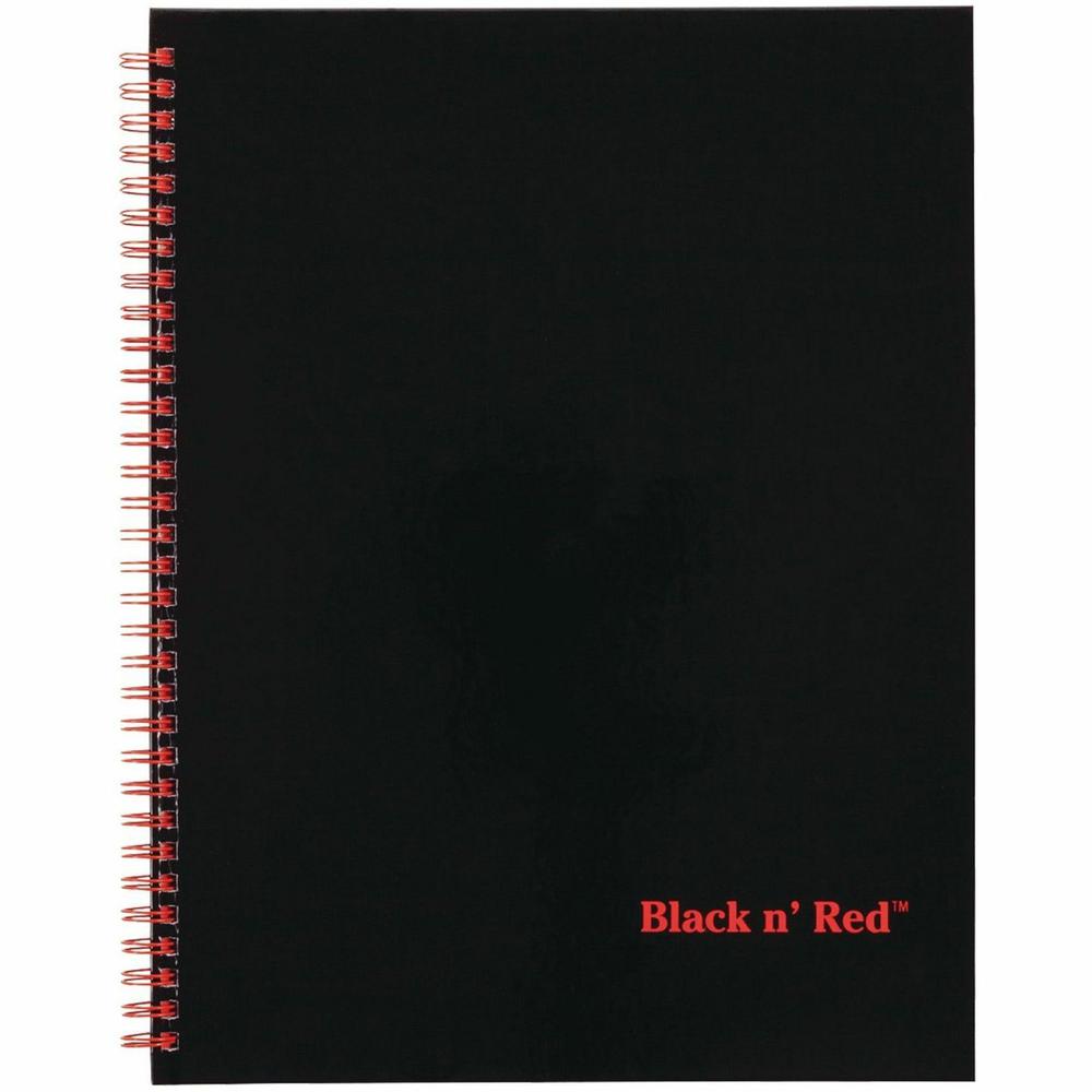 Black n' Red Hardcover Business Notebook - 70 Sheets - Double Wire Spiral - 24 lb Basis Weight - Letter - 8 1/2" x 11" - White Paper - Red Binding - Black Cover - Perforated, Laminated, Wipe-clean Cov. Picture 3