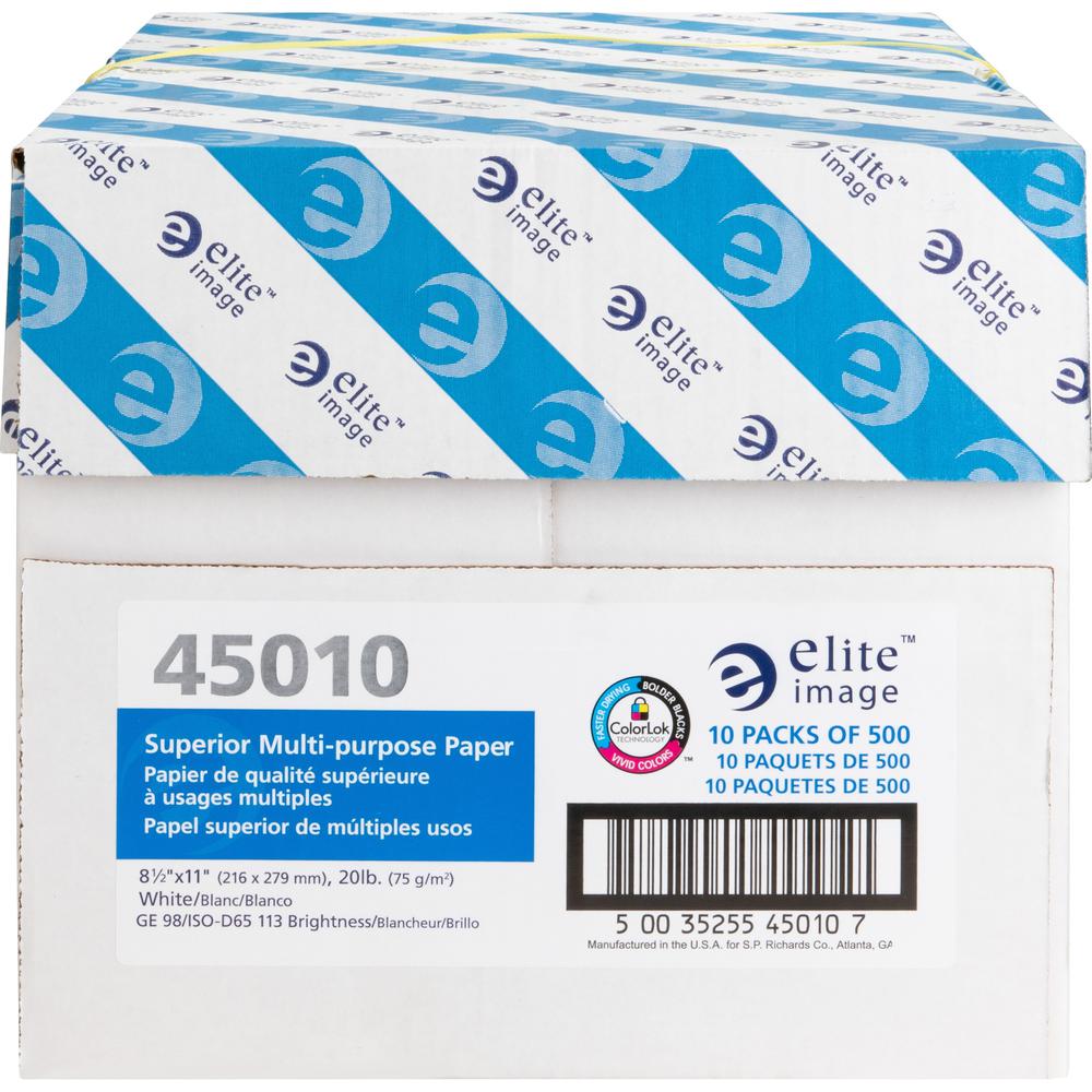 Elite Image Multipurpose Paper - Letter - 8 1/2" x 11" - 20 lb Basis Weight - 5000 / Carton - White. Picture 10