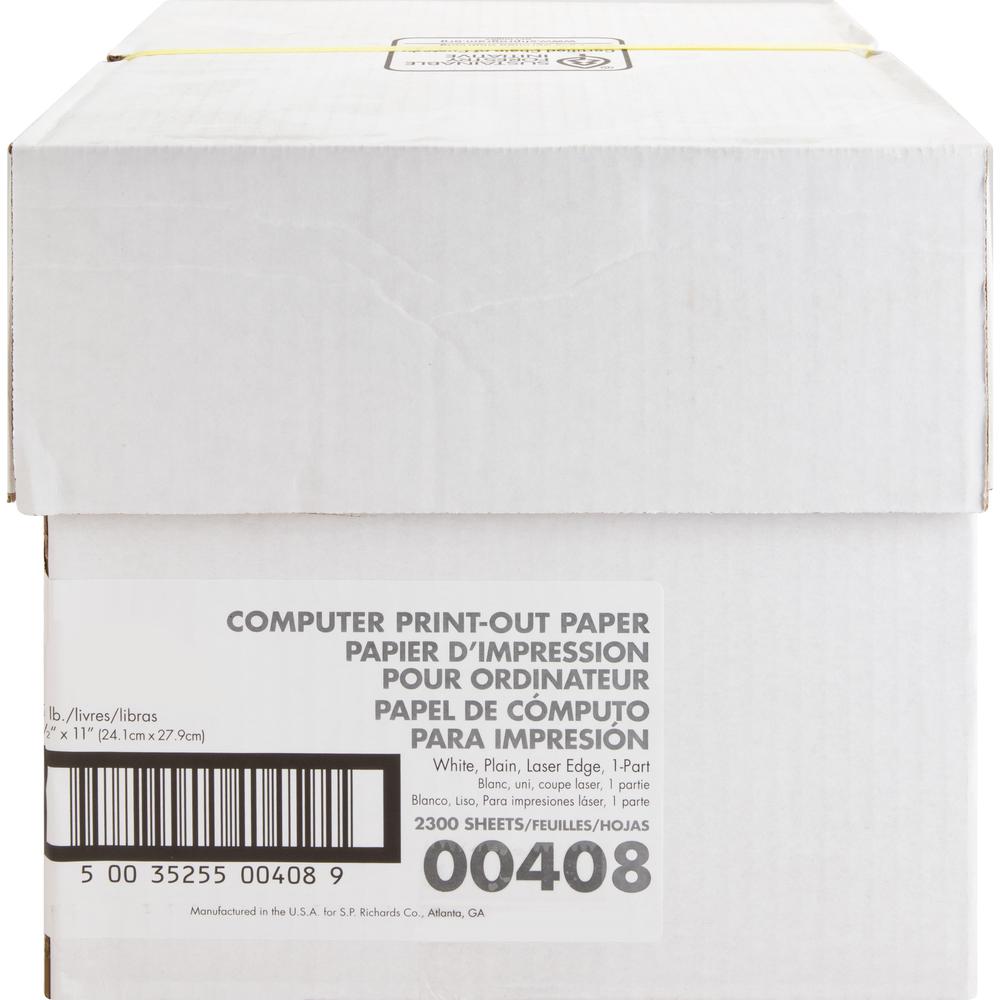 Sparco Perforated Blank Computer Paper - 8 1/2" x 11" - 20 lb Basis Weight - 230 / Carton - Perforated - White. Picture 2