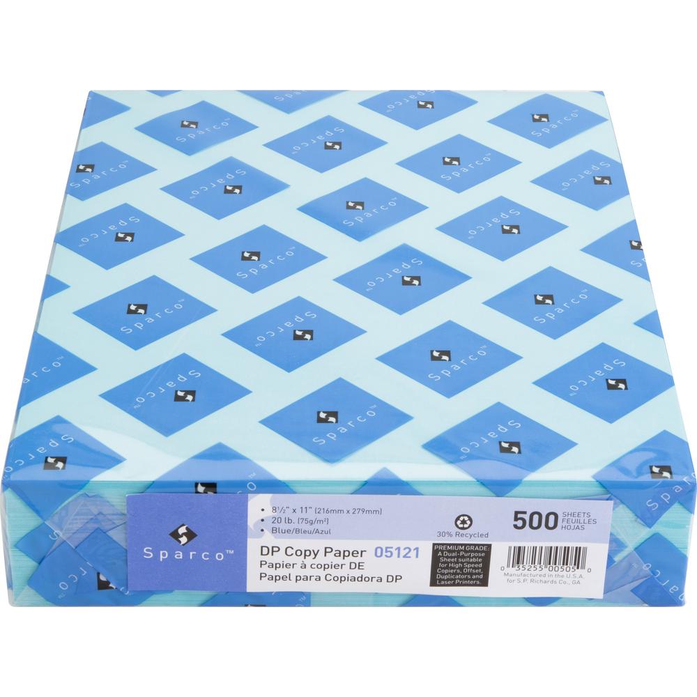 Sparco Premium Copy Paper - Blue - Letter - 8 1/2" x 11" - 20 lb Basis Weight - 500 / Ream - Sustainable Forestry Initiative (SFI) - Lint-free, Acid-free, Archival-safe - Blue. Picture 5