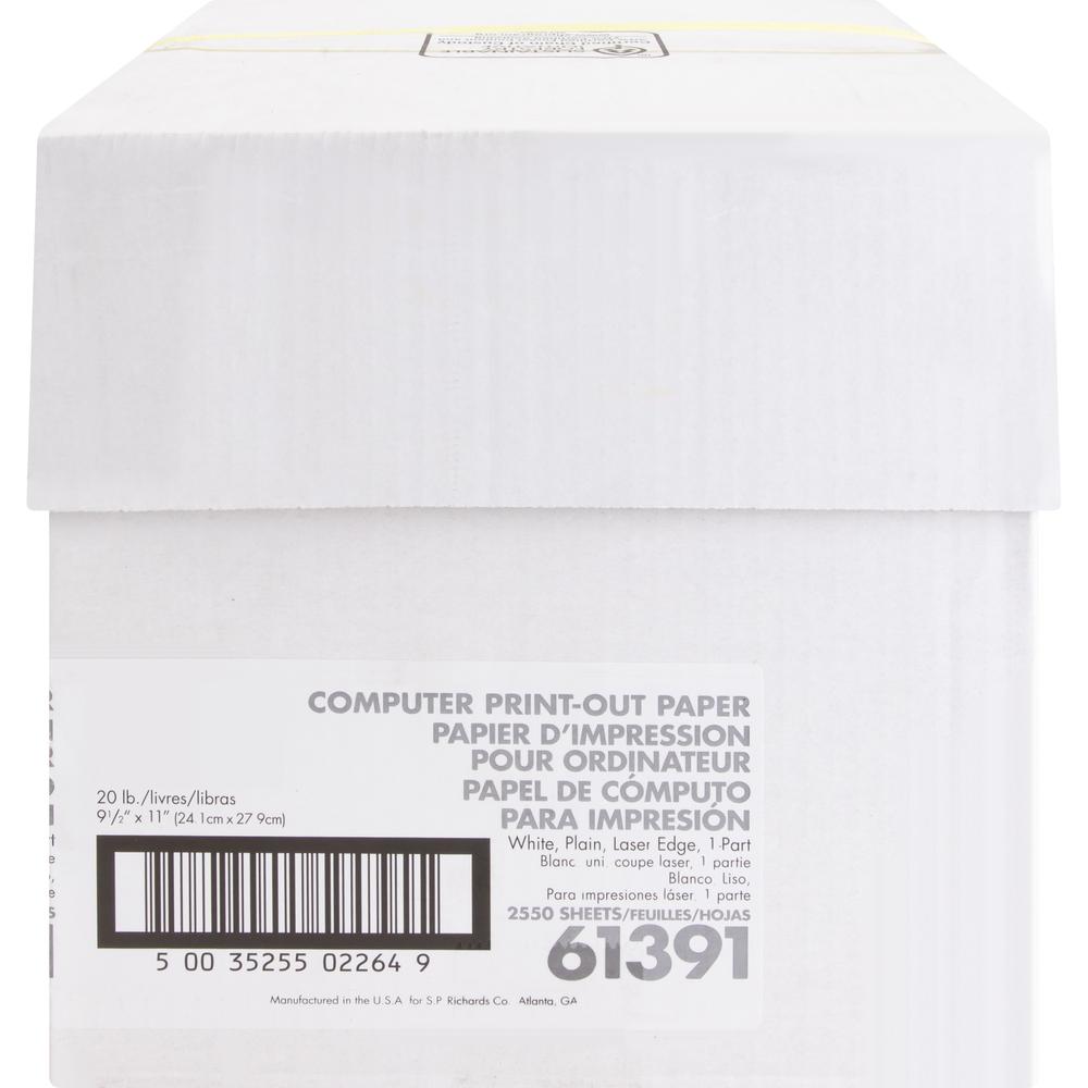 Sparco Perforated Blank Computer Paper - 8 1/2" x 11" - 20 lb Basis Weight - 2550 / Carton - Perforated - White. Picture 2