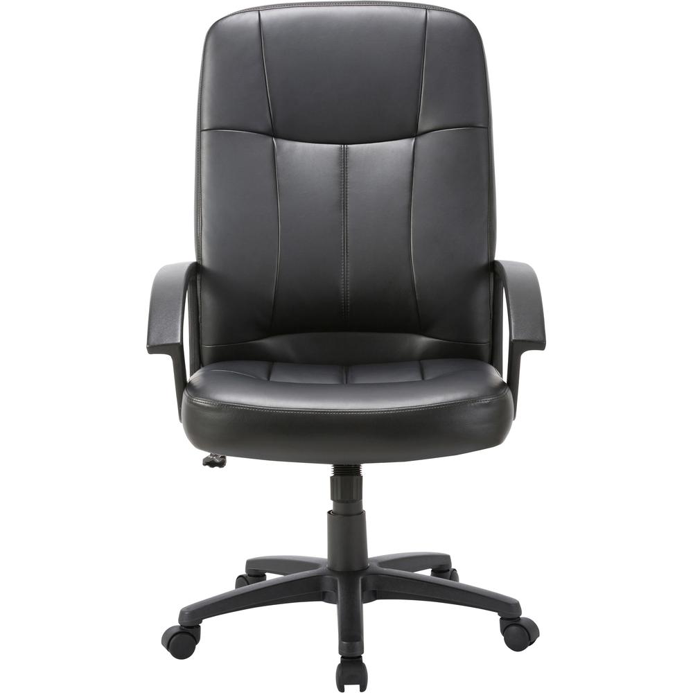 Lorell Chadwick Series Executive High-Back Chair - Black Leather Seat - Black Frame - 5-star Base - Black - 1 Each. Picture 4