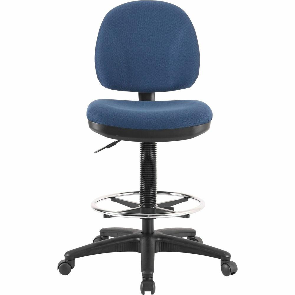 Lorell Millenia Series Adjustable Task Stool with Back - Blue Seat - Blue - 1 Each. Picture 2