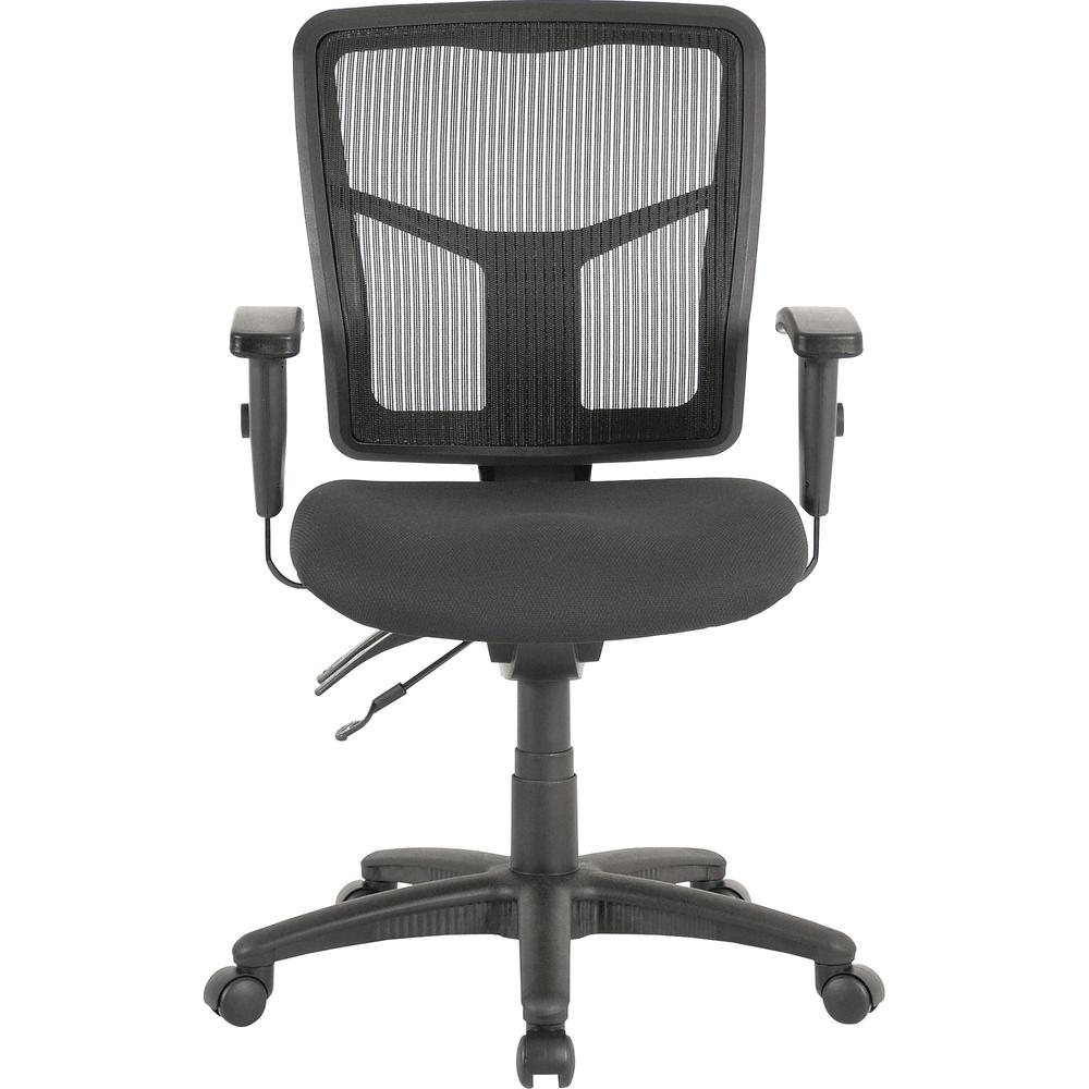 Lorell ErgoMesh Series Managerial Mid-Back Chair - Black Fabric Seat - Black Back - Black Frame - 5-star Base - 1 Each. Picture 9
