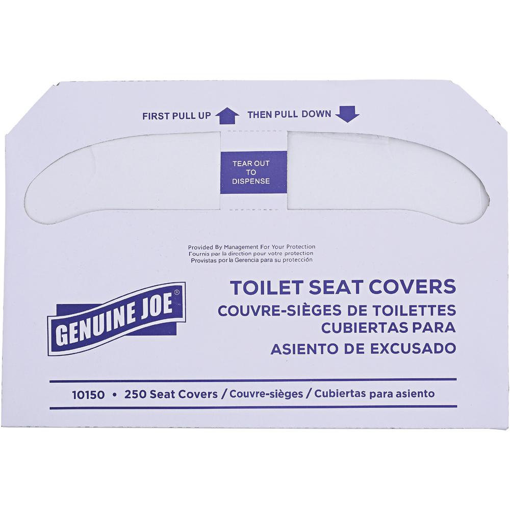 Genuine Joe Half-fold Toilet Seat Covers - Half-fold - For Public Toilet - 2500 / Carton - White. Picture 3