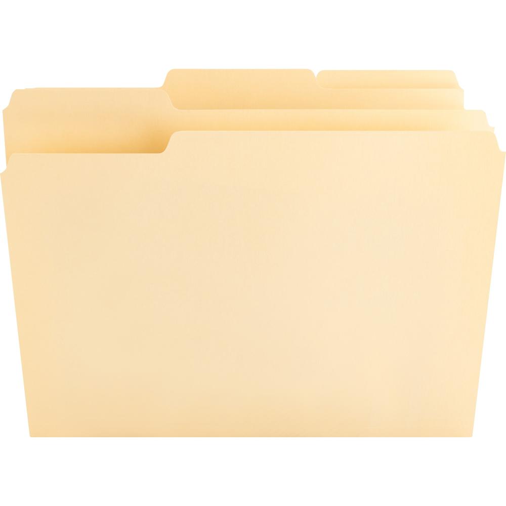 Nature Saver 1/3 Tab Cut Letter Recycled Top Tab File Folder - 8 1/2" x 11" - 3/4" Expansion - Top Tab Location - Assorted Position Tab Position - Manila - Manila - 100% Recycled - 100 / Box. Picture 8