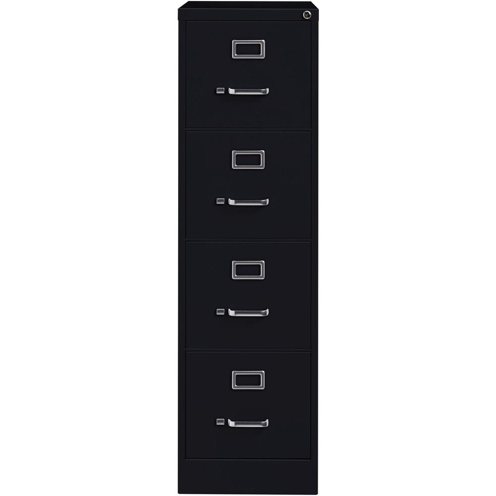 Lorell Fortress Series 26-1/2" Commercial-Grade Vertical File Cabinet - 15" x 26.5" x 52" - 4 x Drawer(s) for File - Letter - Vertical - Security Lock, Ball-bearing Suspension, Heavy Duty - Black - St. Picture 3
