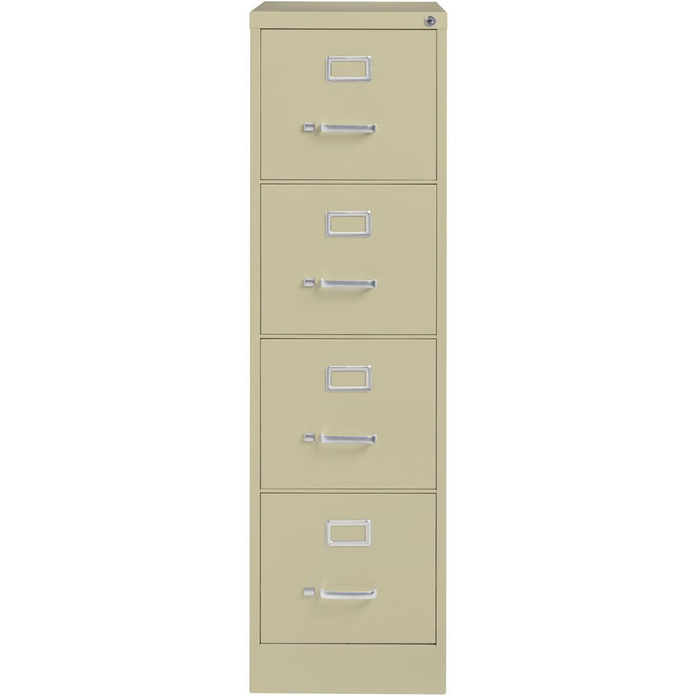 Lorell Fortress Series 26-1/2" Commercial-Grade Vertical File Cabinet - 15" x 26.5" x 52" - 4 x Drawer(s) for File - Letter - Vertical - Security Lock, Ball-bearing Suspension, Heavy Duty - Putty - St. Picture 2