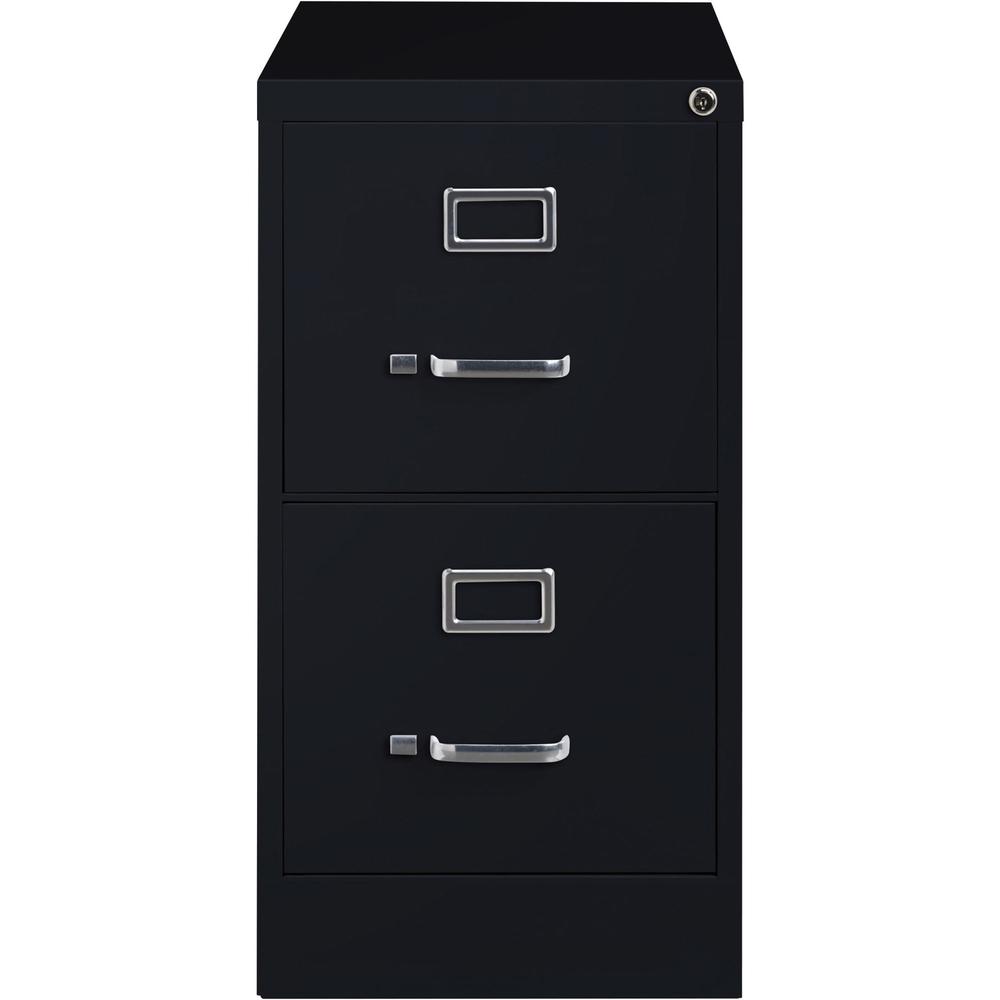 Lorell Fortress Series 26-1/2" Commercial-Grade Vertical File Cabinet - 15" x 26.5" x 28.4" - 2 x Drawer(s) for File - Letter - Vertical - Security Lock, Ball-bearing Suspension, Heavy Duty - Black - . Picture 3