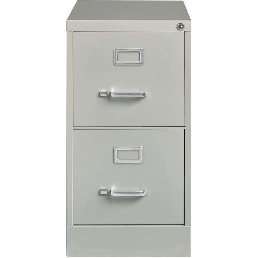 Lorell Vertical Fle - 2-Drawer - 15" x 26.5" x 28.4" - 2 x Drawer(s) for File - Letter - Vertical - Security Lock, Ball-bearing Suspension, Heavy Duty - Light Gray - Steel - Recycled. Picture 3