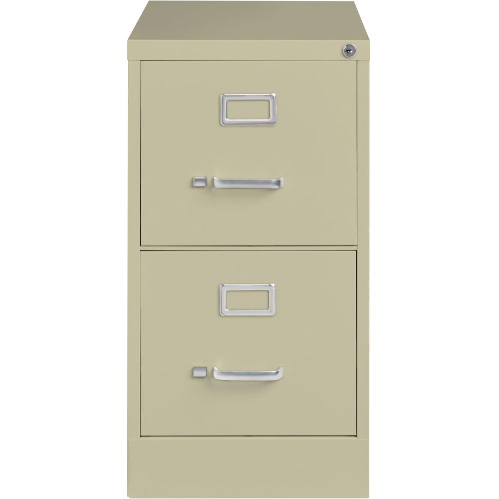 Lorell Fortress Series 26-1/2" Commercial-Grade Vertical File Cabinet - 15" x 26.5" x 28.4" - 2 x Drawer(s) for File - Letter - Vertical - Security Lock, Ball-bearing Suspension, Heavy Duty - Putty - . Picture 2
