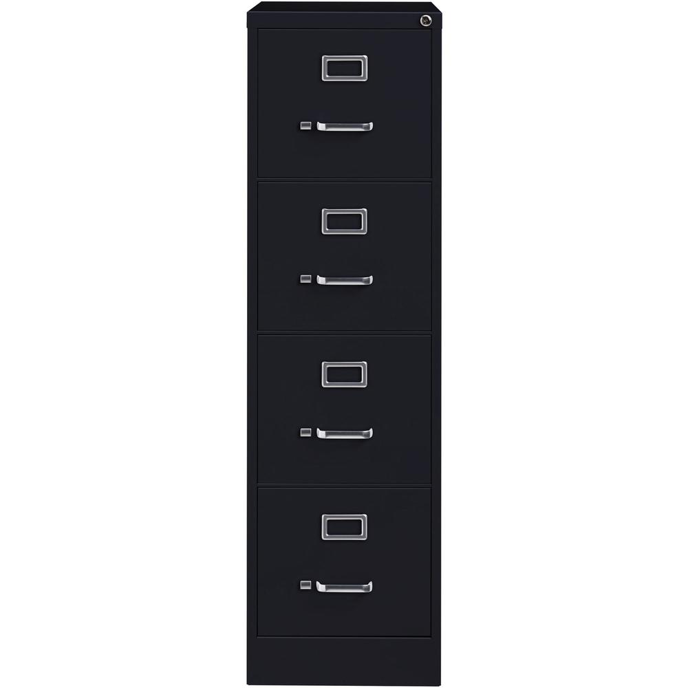 Lorell Fortress Series 25" Commercial-Grade Vertical File Cabinet - 15" x 25" x 52" - 4 x Drawer(s) for File - Letter - Vertical - Security Lock, Ball-bearing Suspension, Heavy Duty - Black - Steel - . Picture 3