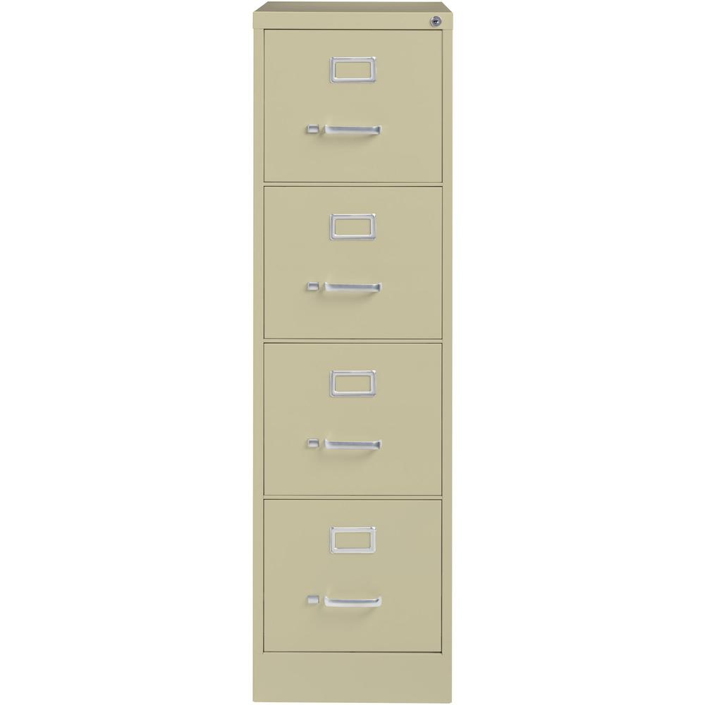 Lorell Fortress Series 25" Commercial-Grade Vertical File Cabinet - 15" x 25" x 52" - 4 x Drawer(s) for File - Letter - Vertical - Security Lock, Ball-bearing Suspension, Heavy Duty - Putty - Steel - . Picture 3