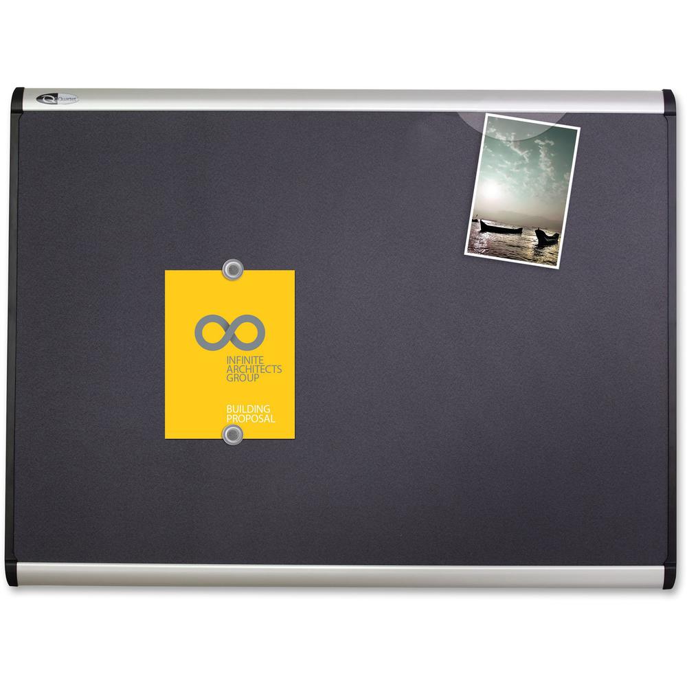 Quartet Prestige Plus Magnetic Bulletin Board - 24" Height x 36" Width - Gray Fabric Surface - Magnetic, Self-healing, Durable - Silver Aluminum Frame - 1 / Each. Picture 3