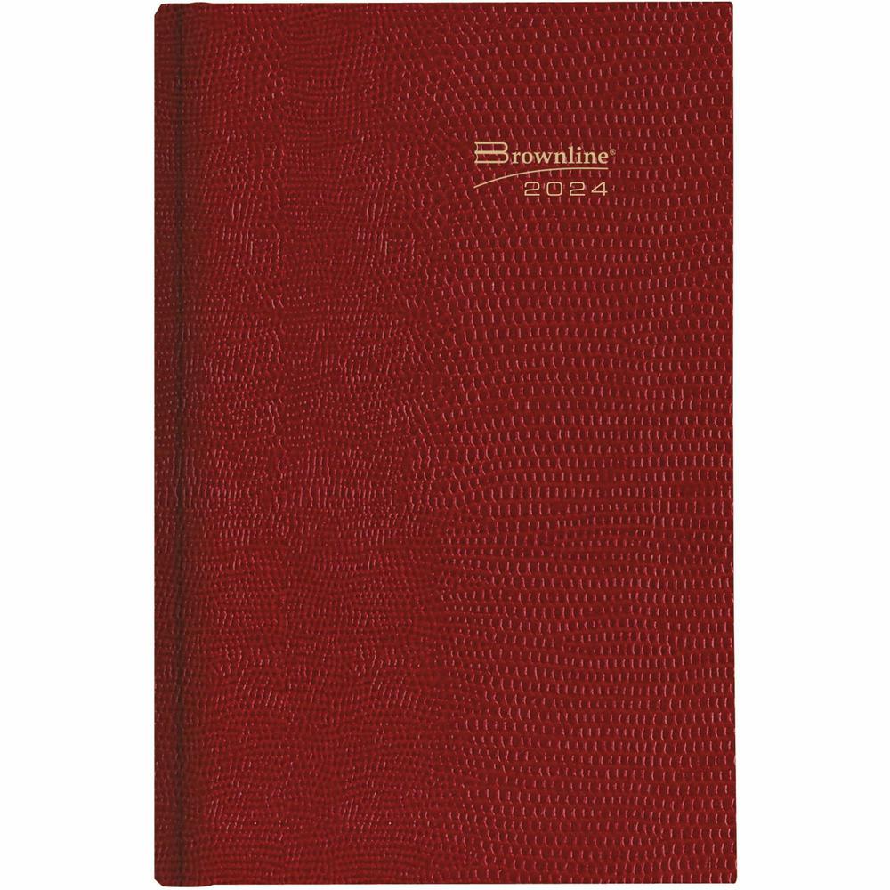 Brownline Untimed Daily Planner - Daily - January 2024 - December 2024 - 7 1/2" Sheet Size - Desktop - Red - 1 Each. Picture 3