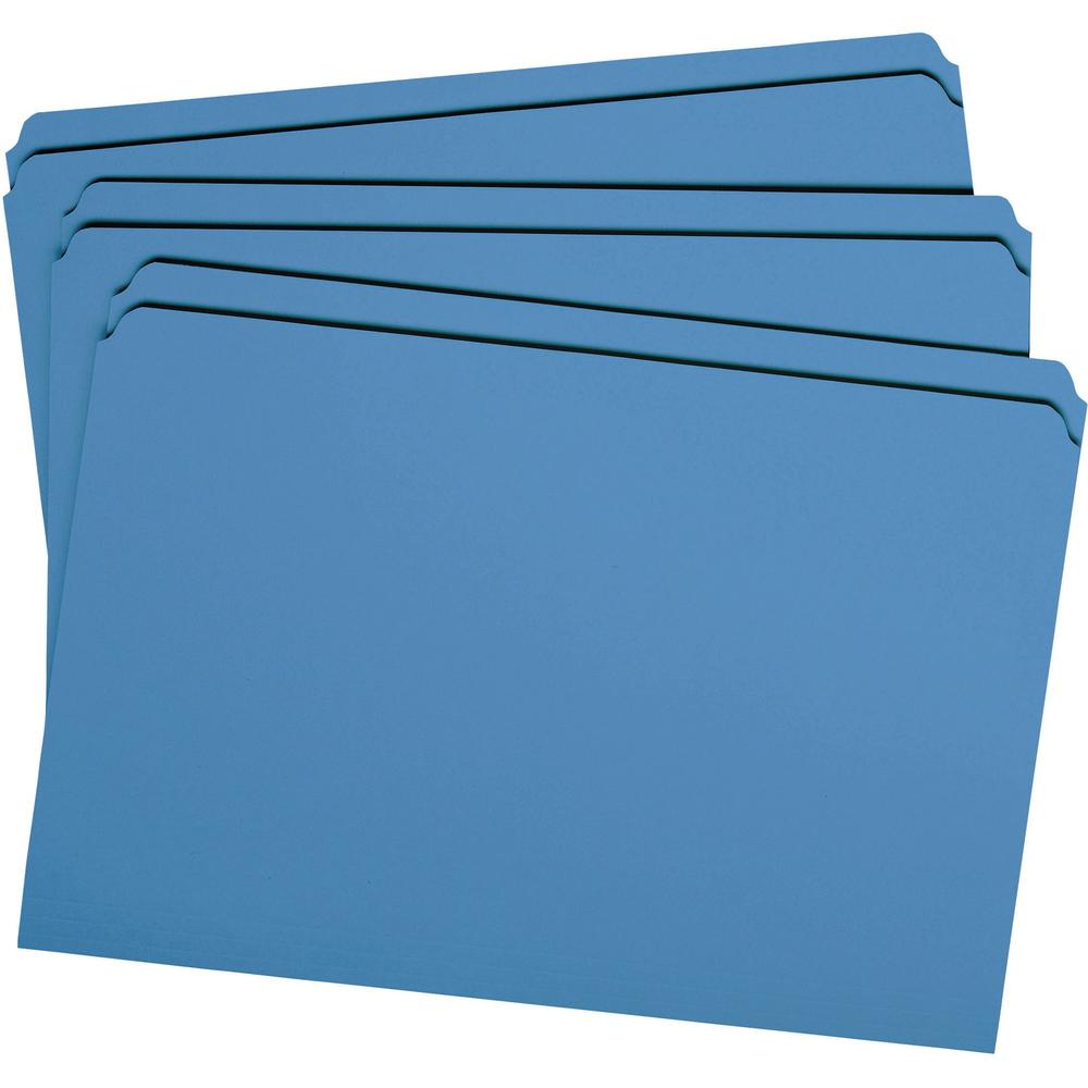 Smead Colored Straight Tab Cut Legal Recycled Top Tab File Folder - 8 1/2" x 14" - 3/4" Expansion - Blue - 10% Recycled - 100 / Box. Picture 5