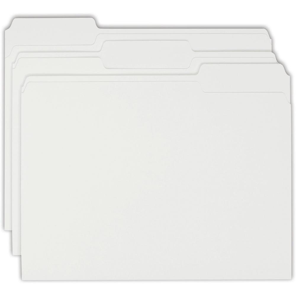 Smead Colored 1/3 Tab Cut Letter Recycled Top Tab File Folder - 8 1/2" x 11" - Top Tab Location - Assorted Position Tab Position - White - 10% Recycled - 100 / Box. Picture 5