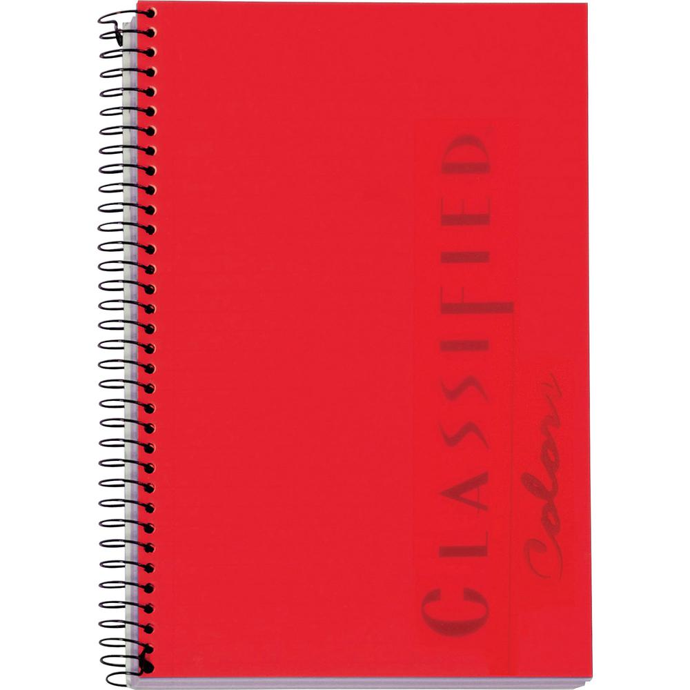 TOPS Classified Business Notebooks - 100 Sheets - Coilock - 20 lb Basis Weight - 5 1/2" x 8 1/2" - White Paper - RubyPlastic Cover - Perforated - 1 Each. Picture 4