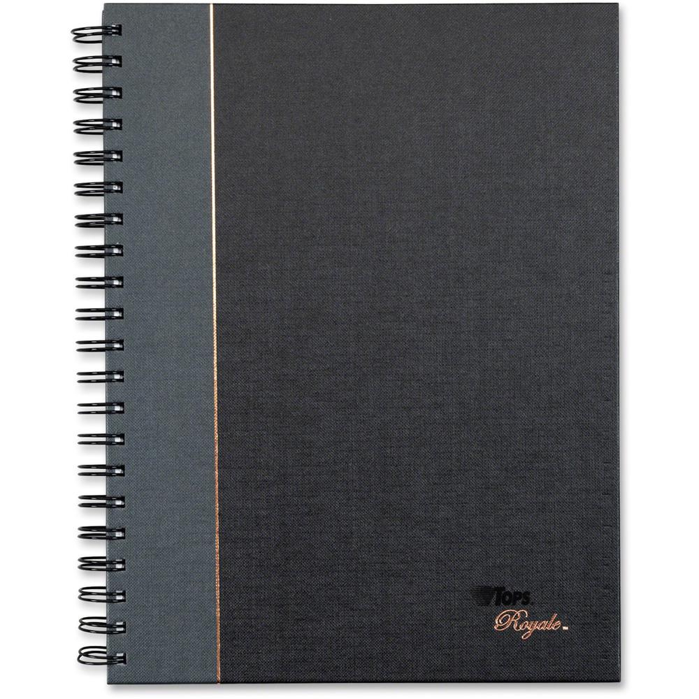 Tops 25331 Royale Business Notebook - 96 Sheets - Wire Bound - 20 lb Basis Weight - 8" x 10 1/2" - White Paper - BlackGeltex, Gray Cover - Hard Cover, Index Sheet, Perforated - 1 Each. Picture 4