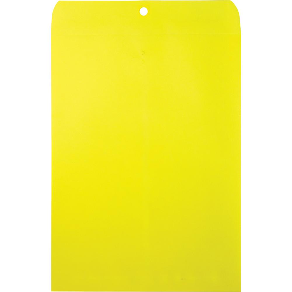 Quality Park 9 x 12 Clasp Envelopes with Deeply Gummed Flaps - Clasp - #90 - 9" Width x 12" Length - 28 lb - Gummed - 10 / Pack - Yellow. Picture 4