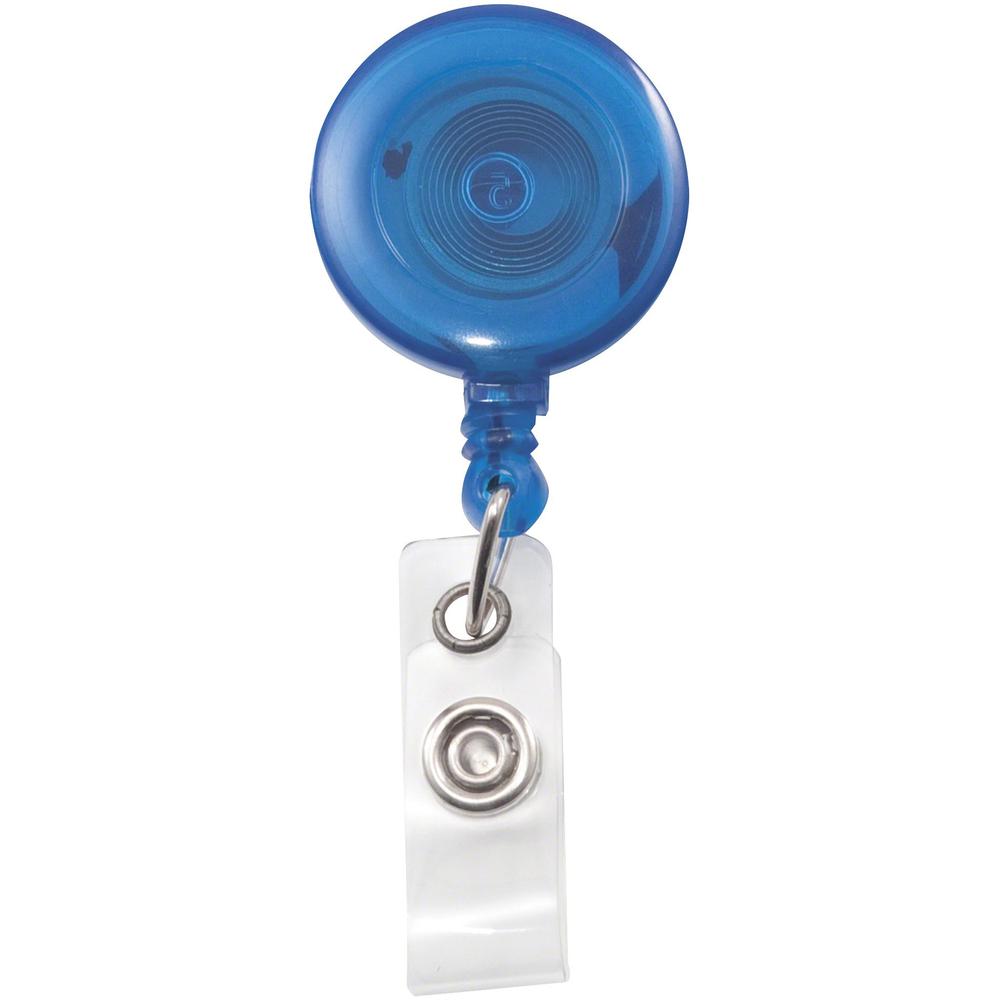 Advantus Translucent Retractable ID Card Reel with Snaps - Vinyl, Nylon, Metal - 12 / Pack - Translucent Blue, Clear. Picture 6