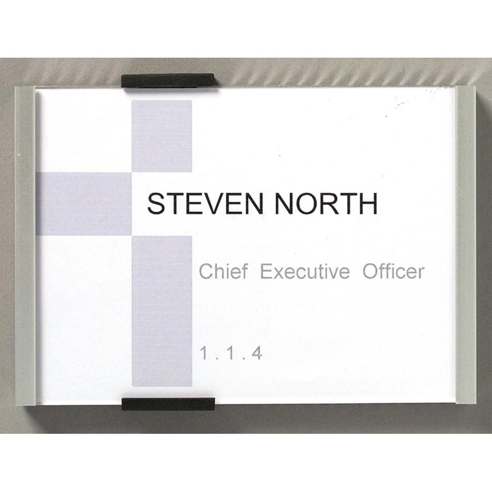 DURABLE&reg; Wall Mounted INFO SIGN - 6-1/8" x 4-3/8" - Rectangular Shape - Acrylic, Aluminum -Easy to Update - Silver - 1 Pack. Picture 3