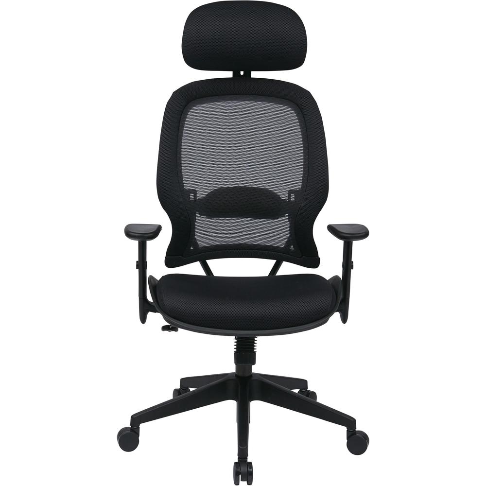 Office Star Professional Air Grid Chair with Adjustable Headrest - Mesh Seat - 5-star Base - Black - 1 Each. Picture 2