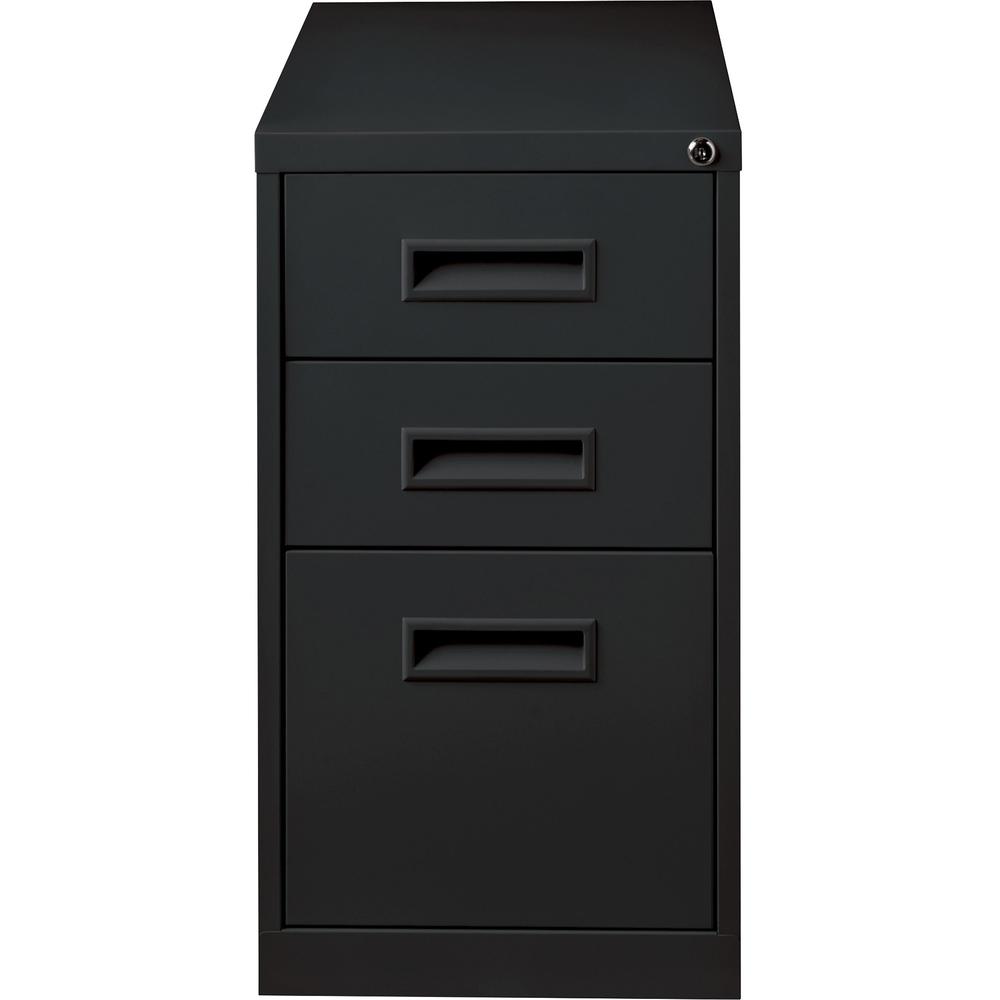 Lorell 22" Box/Box/File Mobile File Cabinet with Recessed Pull - 15" x 22" x 27.8" - 3 x Drawer(s) for Box, File - Letter - Security Lock, Ball-bearing Suspension - Black - Powder Coated - Steel - Rec. Picture 2