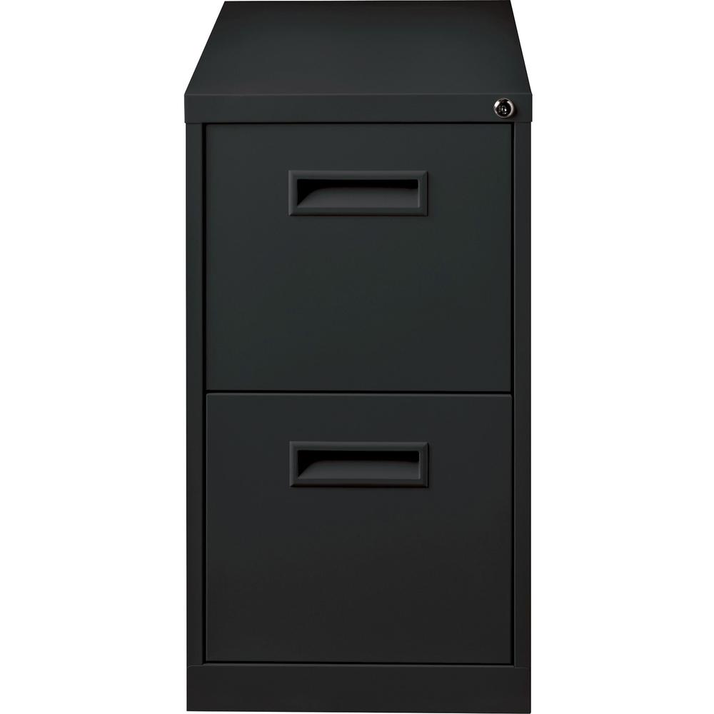 Lorell 19" File/File Mobile File Cabinet with Recessed Pull - 15" x 19" x 28" - 2 x Drawer(s) for File - Letter - Locking Casters, Security Lock, Ball-bearing Suspension - Black - Powder Coated - Stee. Picture 3