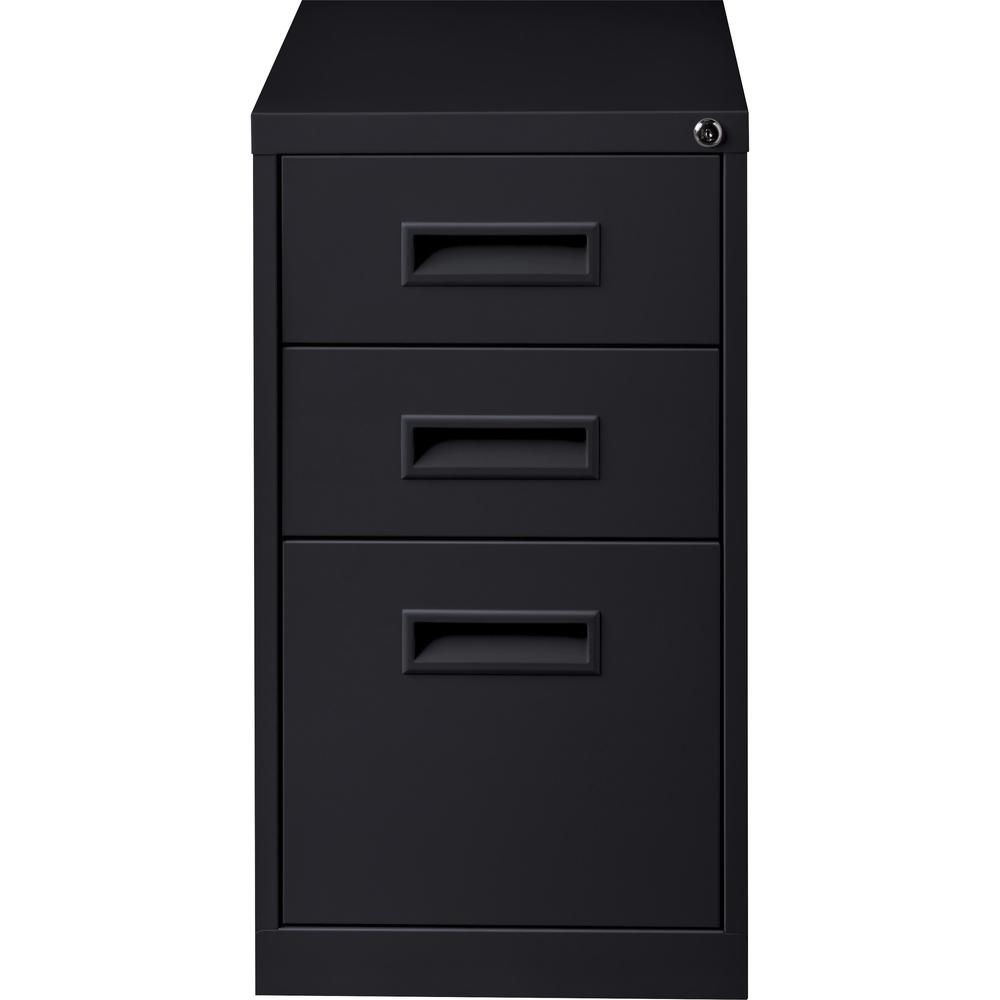 Lorell 19" Box/Box/File Mobile File Cabinet with Recessed Pull - 15" x 19" x 28" - 3 x Drawer(s) for Box, File - Letter - Ball-bearing Suspension - Black - Steel - Recycled. Picture 3