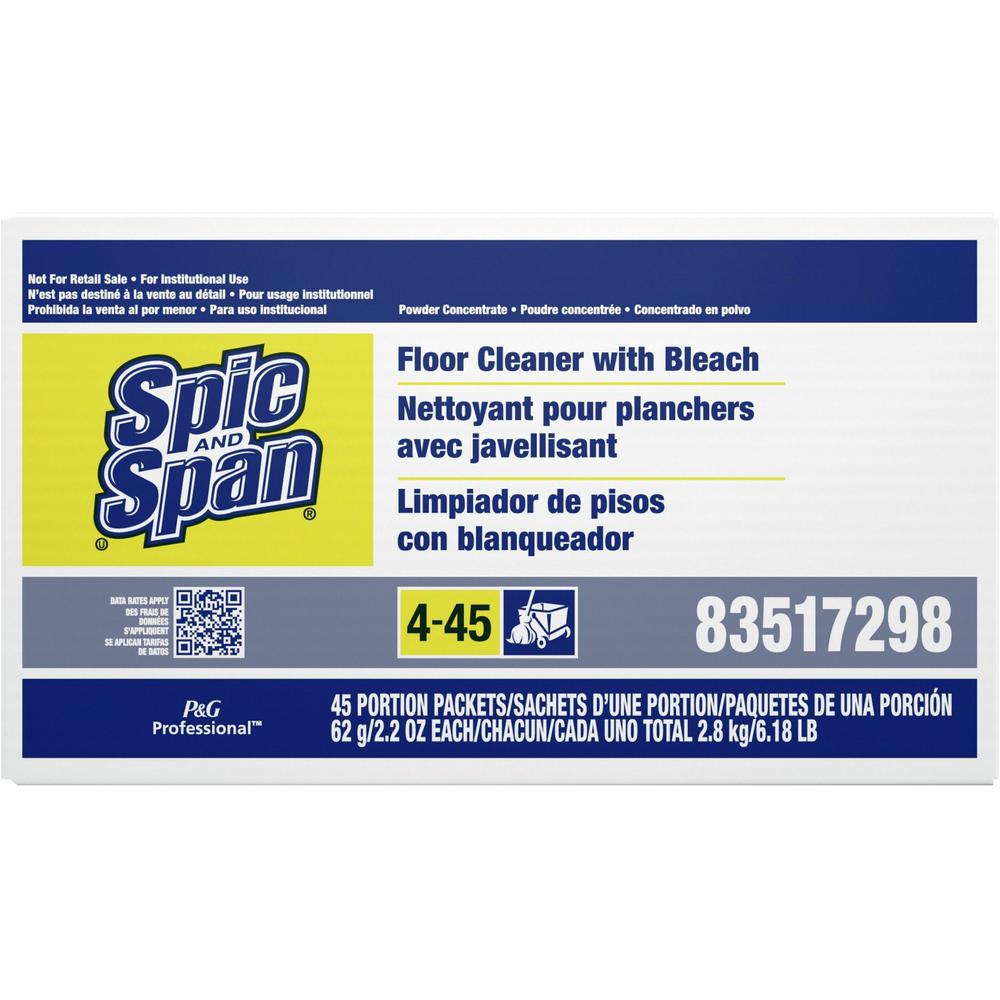 Spic and Span Floor Cleaner with Bleach - For Multipurpose - 2.20 oz (0.14 lb) - 45 / Carton - Deodorize, Phosphate-free, Heavy Duty - White. Picture 2