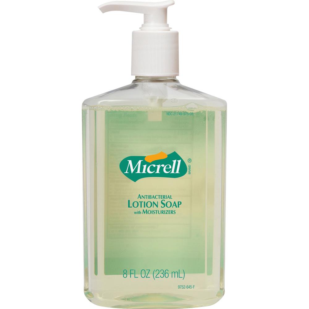 Micrell Antibacterial Lotion Soap - Citrus ScentFor - 8 fl oz (236.6 mL) - Pump Bottle Dispenser - Kill Germs, Grease Remover - Hand - Anti-irritant, Bio-based - 12 / Carton. Picture 2