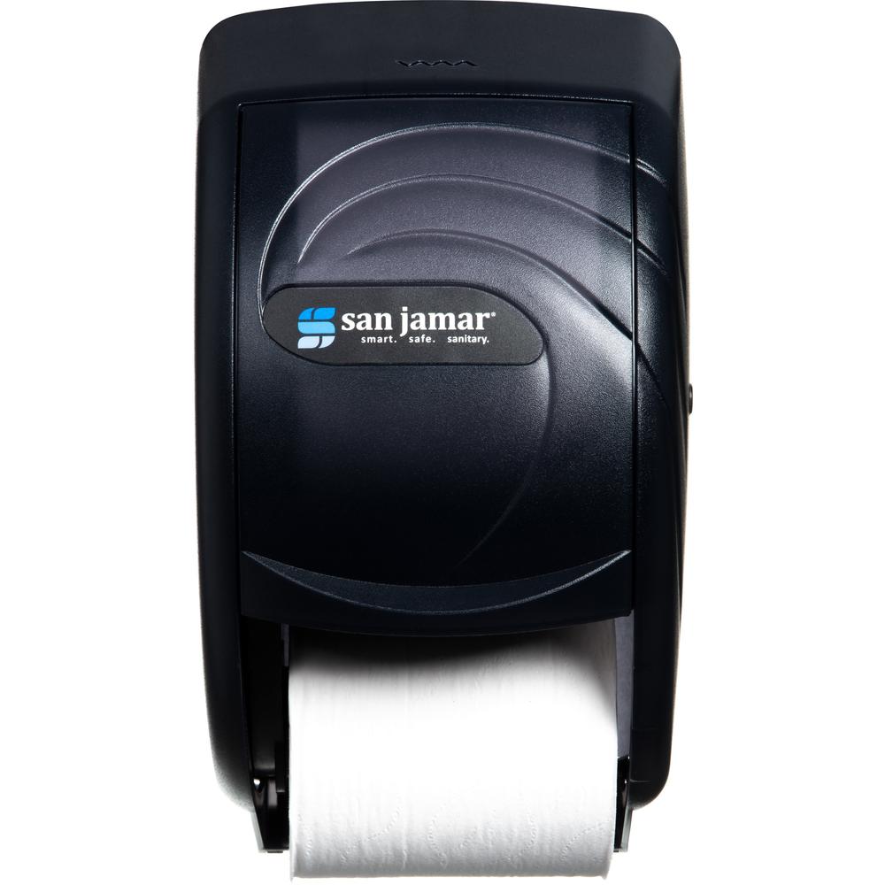 San Jamar Duett Standard Bath Tissue Dispenser - Roll Dispenser - 2 x Roll - 12.8" Height x 7.5" Width x 7" Depth - Plastic - Black Pearl - Compact, Impact Resistant, Lockable, Wall Mountable, Break R. Picture 5