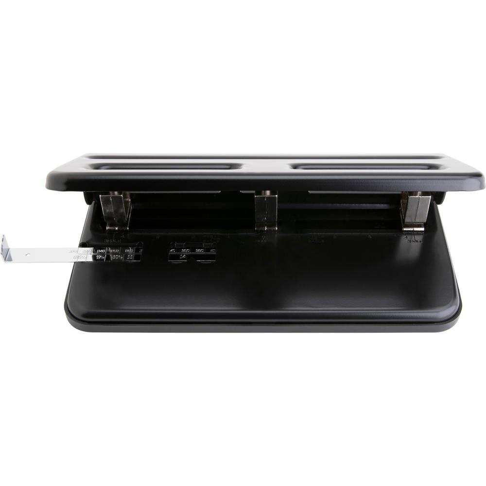 Business Source Heavy-duty 3-hole Punch - 3 Punch Head(s) - 30 Sheet of 20lb Paper - 9/32" Punch Size - Black. Picture 5