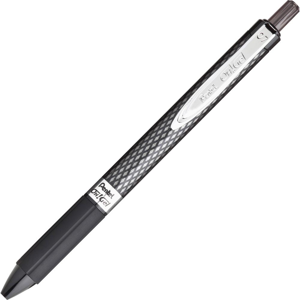 Pentel OH! Medium Point Gel Pens - Medium Pen Point - 0.7 mm Pen Point Size - Black Gel-based Ink - Carbon Fiber Barrel - 1 Dozen. Picture 5