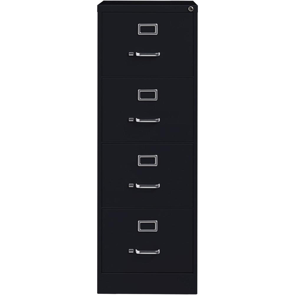 Lorell Fortress Series 26-1/2" Commercial-Grade Vertical File Cabinet - 18" x 26.5" x 52" - 4 x Drawer(s) for File - Legal - Vertical - Lockable, Ball-bearing Suspension, Heavy Duty - Black - Steel - . Picture 2