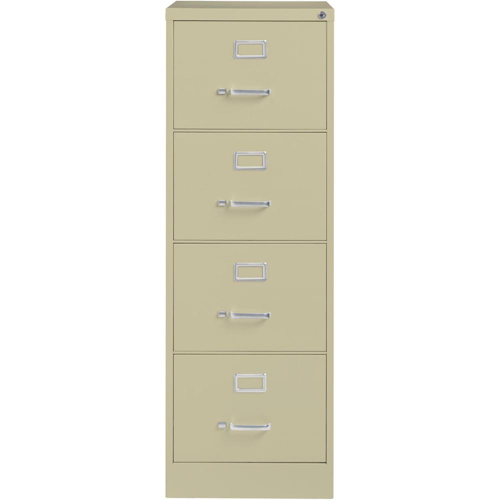 Lorell Fortress Series 26-1/2" Commercial-Grade Vertical File Cabinet - 18" x 26.5" x 52" - 4 x Drawer(s) for File - Legal - Vertical - Lockable, Ball-bearing Suspension, Heavy Duty - Putty - Steel - . Picture 2