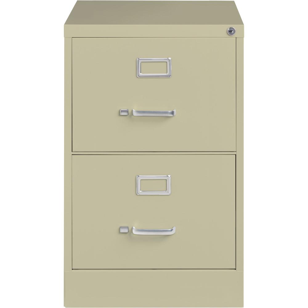 Lorell Fortress Series 26-1/2" Commercial-Grade Vertical File Cabinet - 18" x 26.5" x 28.4" - 2 x Drawer(s) for File - Legal - Vertical - Lockable, Ball-bearing Suspension, Heavy Duty - Putty - Steel . Picture 3